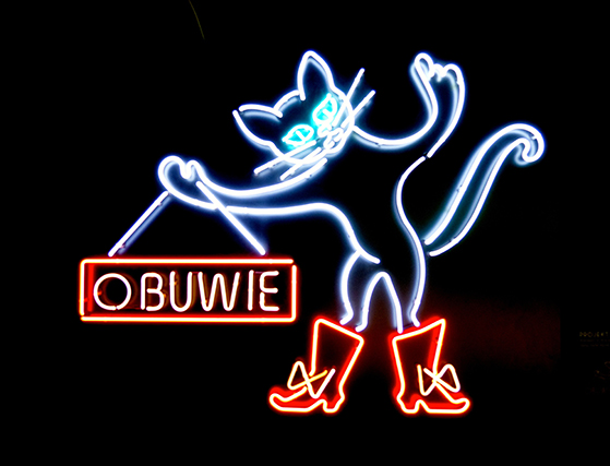 FET_Obuwie-betyder-sko-på-polsk,-og-neon-katten-her-reklamerer-for-byens-skobutikker